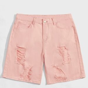 Mens distressed jean shorts